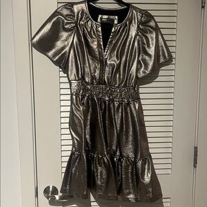 Anthropologie Somerset Faux Leather Metallic Dress